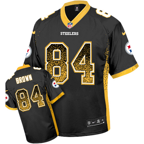 Nike Steelers #84 Antonio Brown Black Team Color Men's Stitched NFL Elite Drift Fashion Jersey - Click Image to Close